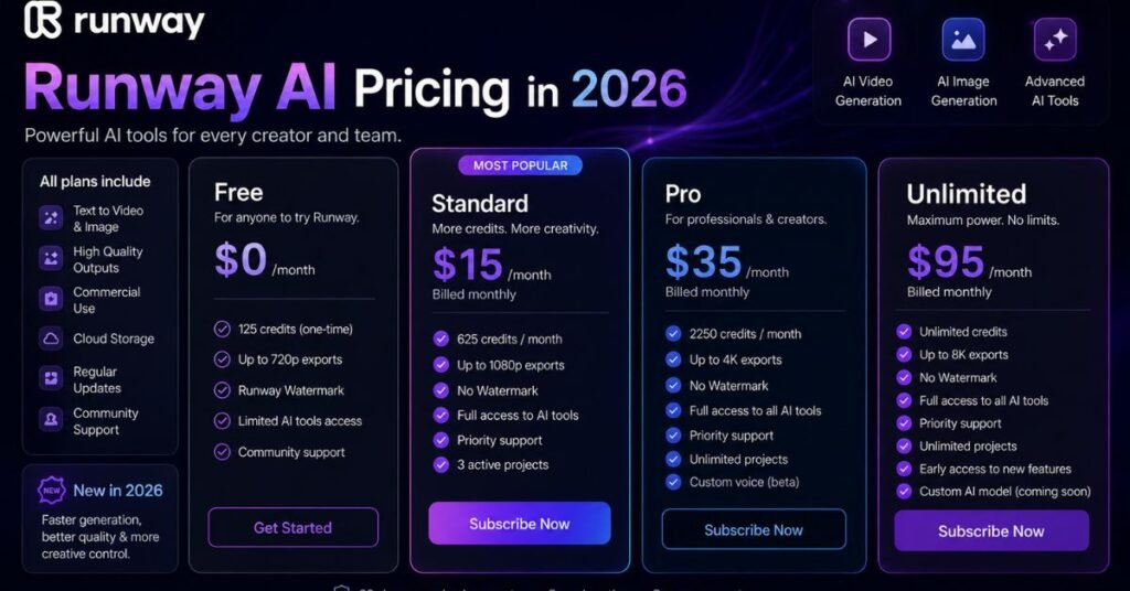 Runway AI Pricing in 2026